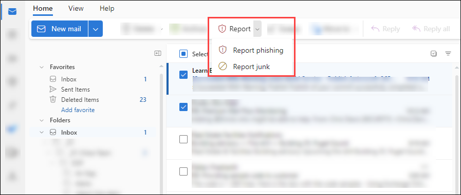 Microsoft's Report Email Button
